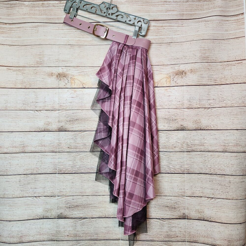 New With Tags TO ALICE Riff Side Skirt Costume Anime Plaid Skirt Belted Size 32